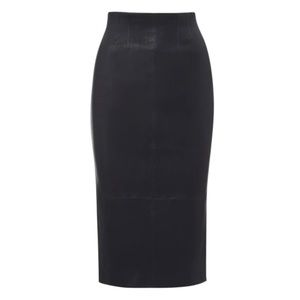 Veronica Beard Kaliyah Leather Pencil Skirt Navy Dark Blue Lambskin Size 0